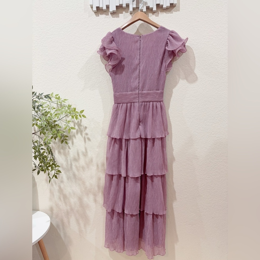 ASTR Emporia Purple Pleated Tiered Midi Dress Size Small NWT - Picture 10 of 10